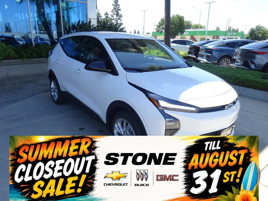 2027 Chevrolet Bolt LT in Summit White — front three-quarter view
